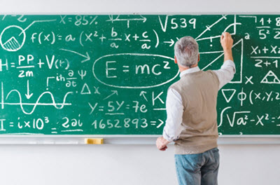 Math equations on blackboard