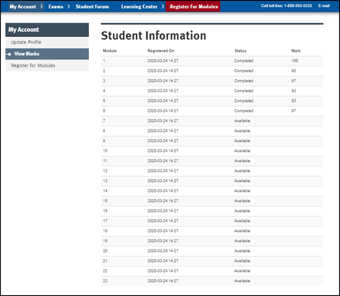 Resource Center - View Marks                   