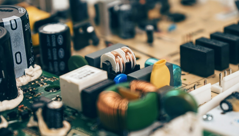 electronic components isolated on circuit board