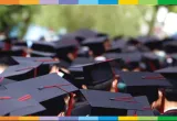 Aerial view of graduate caps